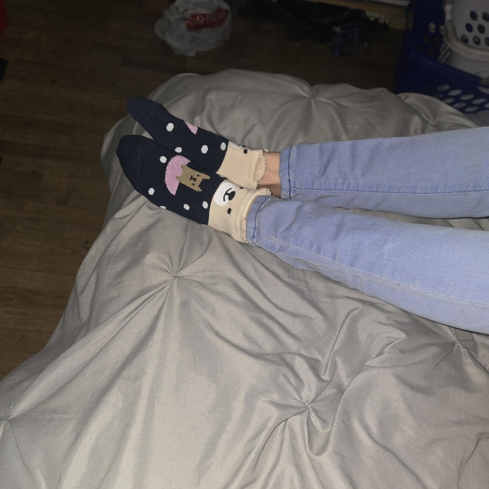 Cute Dog and Polka Dot Socks